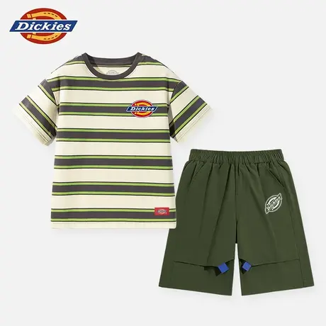Dickies童装男童夏装套装男孩夏季撞色短袖t恤儿童条纹两件套薄A商品大图