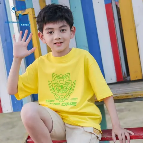 KD真维斯2025夏季新款男童圆领机器人短袖T恤上衣商品大图