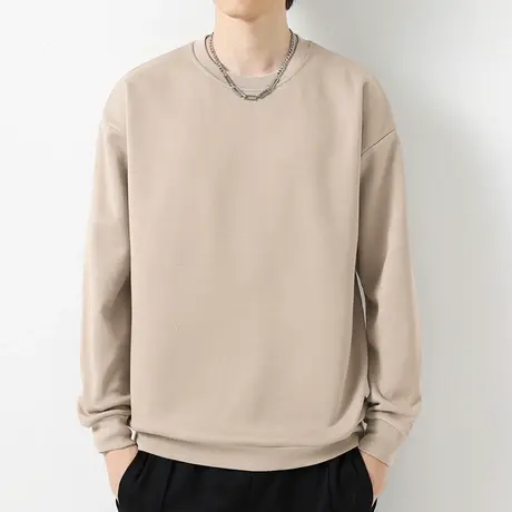 380g重磅卫衣男纯棉春秋款套头无帽上衣服摇粒绒纯色圆领长袖t恤商品大图