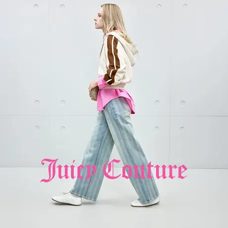 Juicy Couture橘滋牛仔裤女2025年秋季新款宽松直筒条纹休闲长裤商品大图