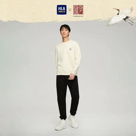 HLA/海澜之家2023叶露盈联名系列道法自然卫衣圆领刺绣长袖T恤男商品大图