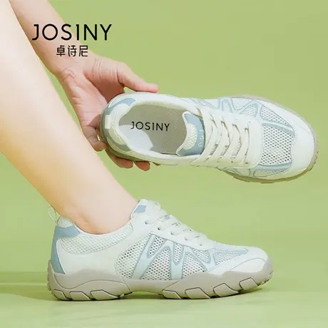 Josiny/卓诗尼秋季25百搭轻便软底阿甘鞋系带透气运动休闲鞋网面商品大图