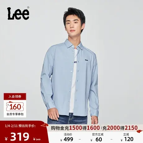 Lee25秋冬新品标准版翻领小Logo徽标男长袖衬衫休闲LMT010826T12图片