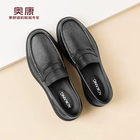 奥康 男鞋2026春季新款羊皮软底豆豆鞋一脚蹬舒适爸爸鞋N商品大图