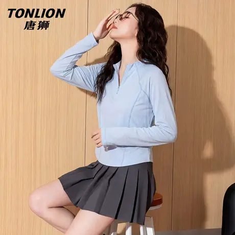唐狮官方修身长袖t恤女2026新款春夏户外跑步速干运动服短上衣VC图片