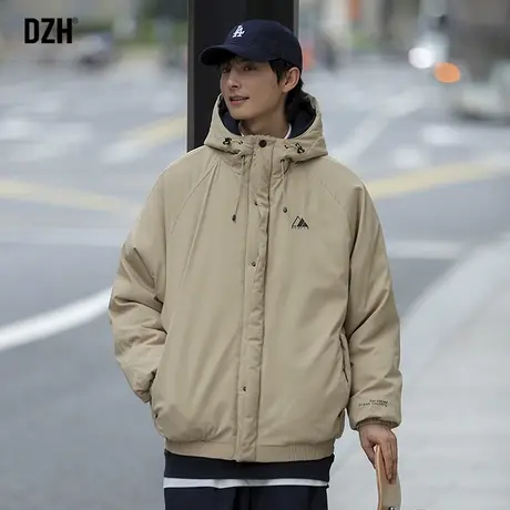 男生工装连帽棉衣男冬季加厚卡其色棉服外套潮流百搭男装2023新款商品大图