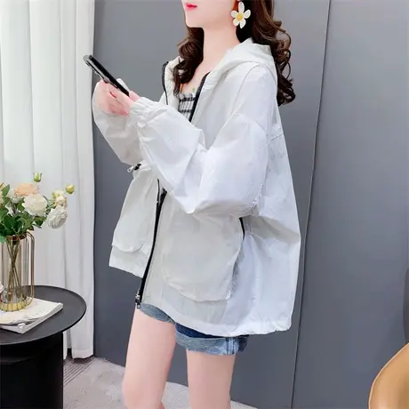 连帽工装防晒衣女装薄款外套2023夏季新款透气宽松慵懒风休闲上衣商品大图