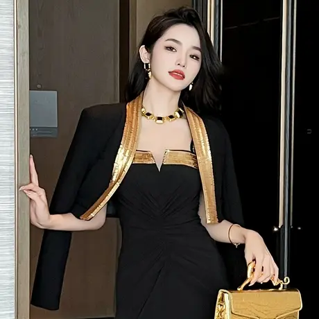 独特超好看今年流行小香风外套女时尚百搭亮片拼接开衫上衣高级感图片