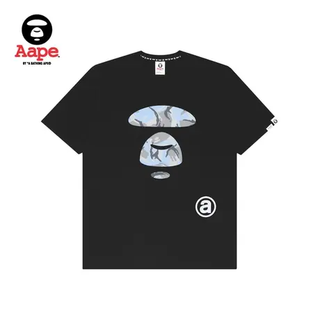 Aape旗舰店男装春夏猿颜字母印花简约彩色迷彩图案短袖T恤0909XXI商品大图