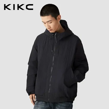 kikc夹克外套男2023秋季新款商场同款肌理华夫格宽松连帽冲锋衣图片