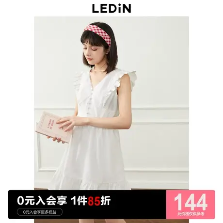 乐町飞袖连衣裙2023夏季新款甜美无袖连衣裙收腰显瘦短裙衬衫裙图片