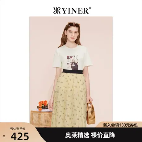 【赫本猫联名】YINER音儿女装2023夏季新款针织衫上衣商品大图