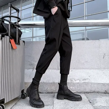 男休闲裤网红潮牌哈伦裤裤子潮流运动社会小伙快手个性九分裤百搭商品大图