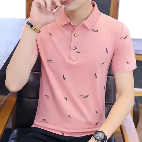 港士博翻领纯棉男士Polo衫短袖T恤韩版修身潮流青年打底衫上衣服商品大图