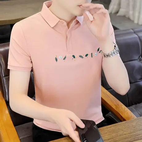 夏季男士短袖t恤纯棉保罗高端刺绣翻领Polo衫外贸重磅半袖上衣男商品大图
