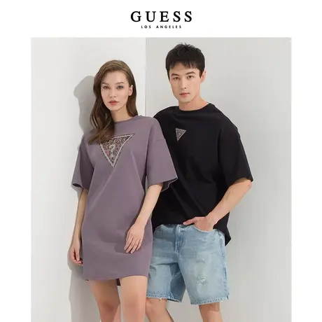 【38上新季】GUESS 新品学院风休闲百搭倒三角LOGO T恤连衣裙图片