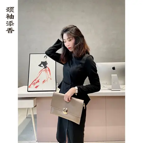 颈袖添香2023秋季新款职业连衣裙女高级感女装气质女神范裙子图片