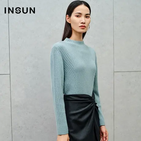 INSUN恩裳线上专选冬季内搭打底半高领羊绒针织衫商品大图