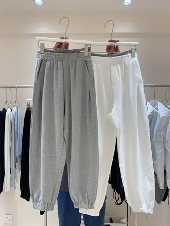 韩国东大门秋季新款双腰宽松显瘦纯色束脚裤休闲运动九分卫裤女潮商品大图