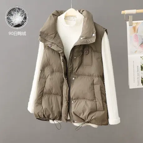 加厚立领无袖羽绒服马甲女宽松时尚气质白鸭绒外套坎肩外搭马夹潮商品大图