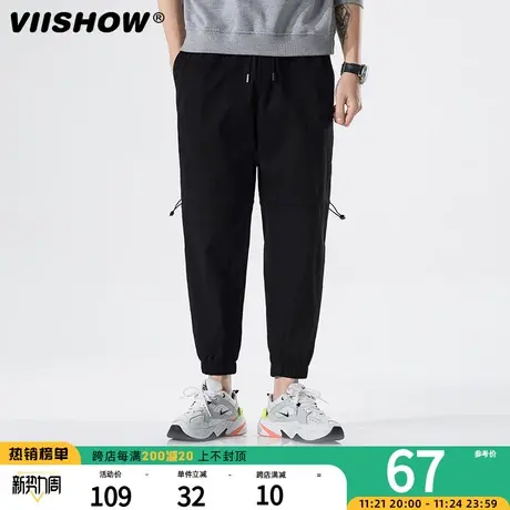 VIISHOW裤子男秋季日系潮流宽松薄款潮牌九分裤休闲长裤工装裤男商品大图