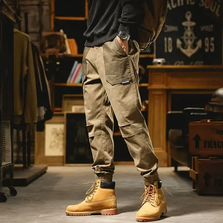 冬季束脚长裤男士休闲裤潮流百搭宽松哈伦男生痞帅工装休闲束脚裤图片
