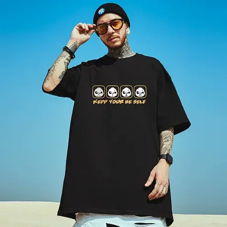 2025新款夏季男士大码男装短袖T恤潮牌潮流宽松半袖男圆领上衣夏商品大图