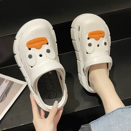 2024新款洞洞鞋女ins潮夏季外穿可爱鸭子厚底高跟防滑包头凉拖鞋商品大图