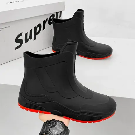 雨鞋男款秋季外穿休闲防水钓鱼外卖短筒水鞋男士户外防滑工作胶鞋商品大图