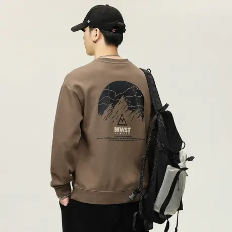 潮牌秋季男装长袖春秋款潮流印花卫衣时尚休闲高档男士休闲卫衣图片