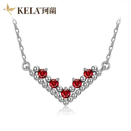 珂兰彩宝 白18K金天然红宝石套链女时尚轻奢项链吊坠薇情P图片