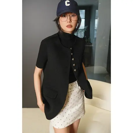 2024春季新款女装高品质百搭显瘦高级羊毛毛呢无袖马夹外套上衣女商品大图