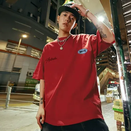 Nuthink国潮美式潮流字母短袖T恤男潮牌大码宽松情侣半袖上衣春季图片