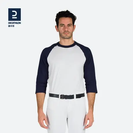 迪卡侬七分T恤棒球运动休闲七分袖圆领撞色拼接秋冬长袖IVO6商品大图