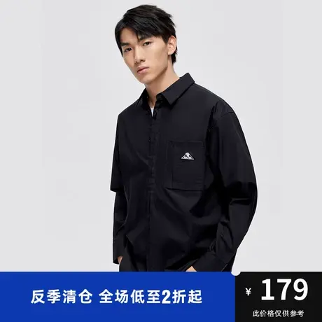马克华菲纯色简约免烫宽松长袖衬衫男秋新款休闲时尚衬现在图片