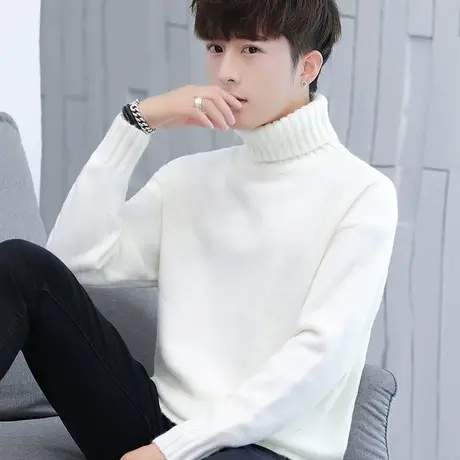 2023秋冬季新款男士韩版高领毛衣个性加厚潮流宽松针织衫线衣外套商品大图