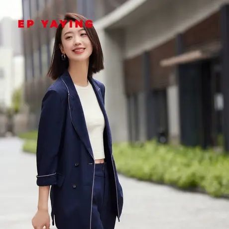 EP YAYING雅莹 休闲通勤真丝提花西装外套 2023新款1148C商品大图