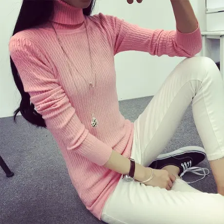 高领打底衫女气质长袖针织衫内搭短款毛衣套头百搭短款春秋款韩版图片