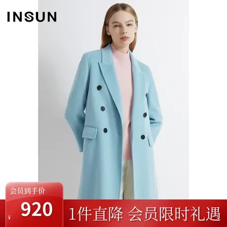 【奥莱专享】恩裳2022冬季经典双排扣设计纯羊毛保暖通勤毛呢外套商品大图