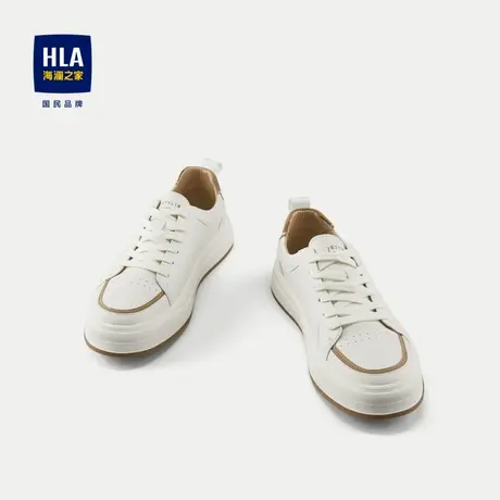 HLA/海澜之家抽绳系带休闲鞋2024新款字母印花圆头撞色拼接鞋子男商品大图