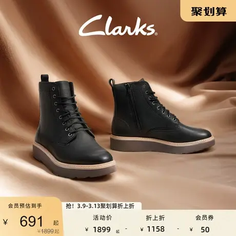 Clarks其乐女鞋秋冬时尚潮流松糕底靴时尚系带时尚短靴马丁靴女图片