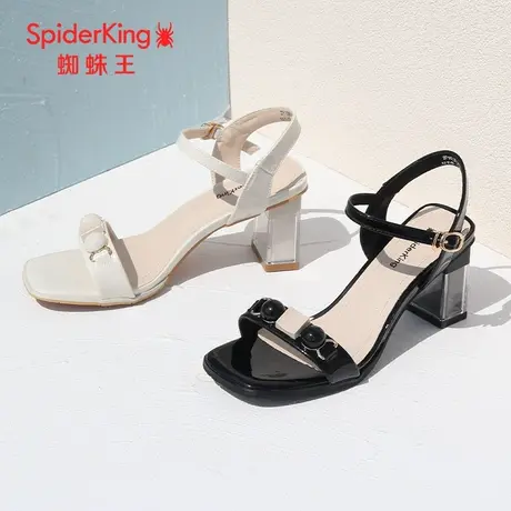 SPIDER KING/蜘蛛王凉鞋女2023夏季商场新款粗高跟亮皮仙女风凉鞋图片
