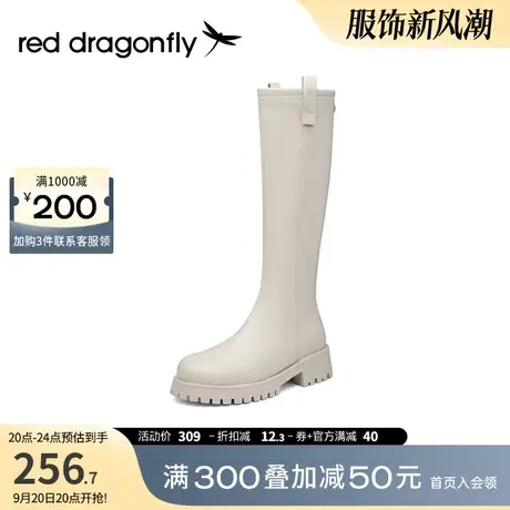 红蜻蜓加绒长筒靴女冬季新款时尚靴子厚底增高过膝高筒女靴女鞋图片