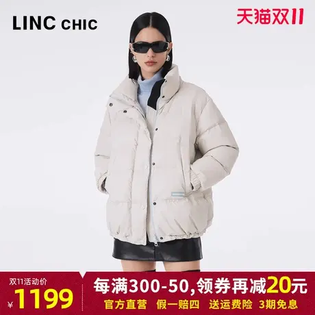 LINCCHIC金羽杰羽绒服女2023秋冬新款通勤简约立领加厚短款面包服商品大图
