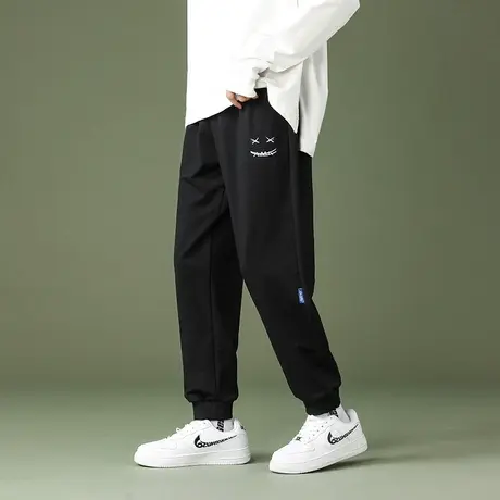 休闲长裤男夏季潮牌宽松束脚运动裤男青少年潮流百搭春秋款九分裤商品大图