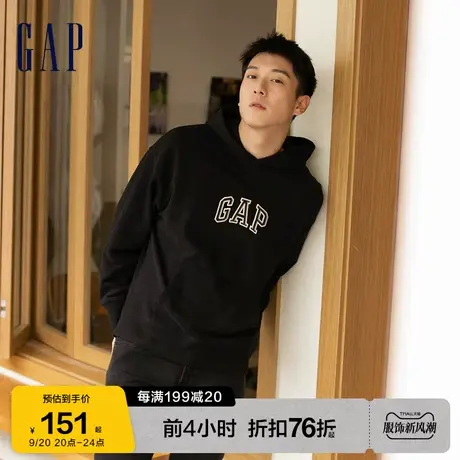 Gap男女装LOGO法式圈织软卫衣809007 秋季情侣装套头连帽上衣潮图片