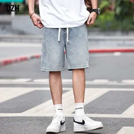 男士浅色牛仔裤5分短裤男夏季男款裤子直筒宽松五分裤马裤半截裤商品大图