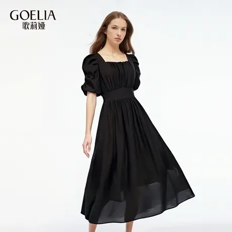 歌莉娅夏季新品天丝混纺泡泡袖连衣裙1E5R4K800图片