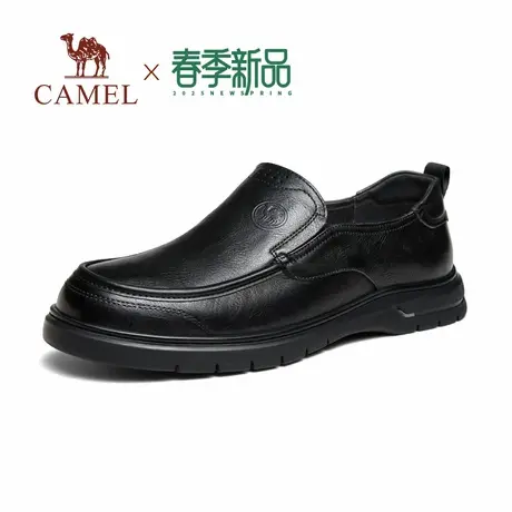 骆驼牌骆驼2025夏季新款花纹牛皮软底舒适透气乐福经典休闲皮鞋男商品大图