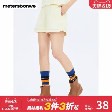 美特斯邦威休闲短裤女秋季新款甜美纯色简约口袋直筒户外运动短裤商品大图